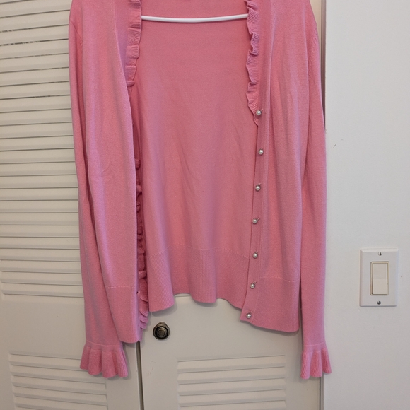 Pink Ruffled Cardigan Sweater - Picture 3 of 3